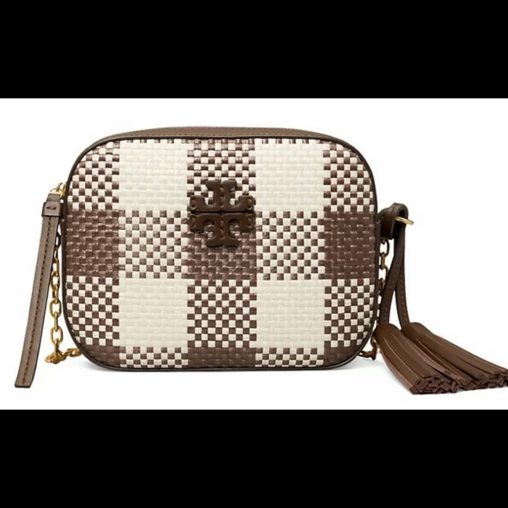 Tory Burch McGraw Woven Plaid Camera Bag